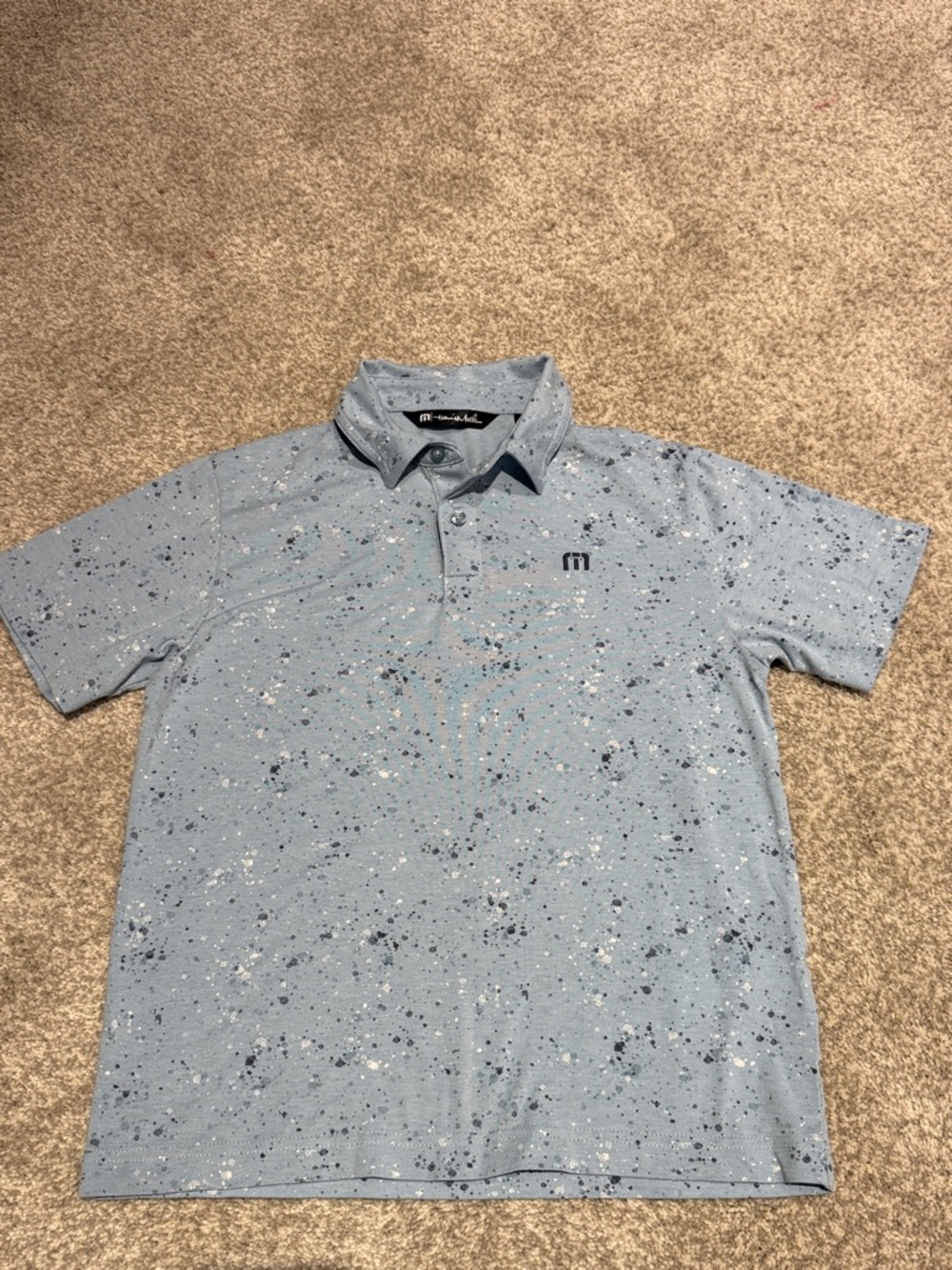 Travis Mathew Light Blue Speckled Golf Polo